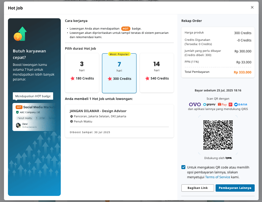 [ID] Emp Web - Option to Boost Job on New Job Listing with Insufficient Balance.png